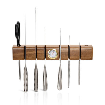 Multifunctional Wood Magnetic Knife Holder with Thermometer and Hygrometer 325x55x50mm