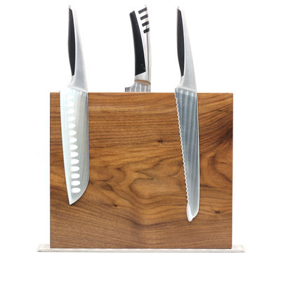 260x240x32 mm Double Sided Magnetic Knives Holder with Permanent Bamboo Acacia Walnut