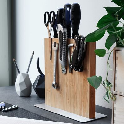 260x240x32 mm Double Sided Magnetic Knives Holder with Permanent Bamboo Acacia Walnut
