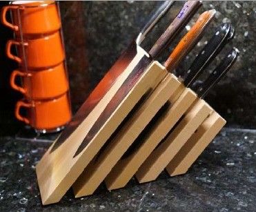 Customized Logo Sustainable Wood Kitchen Magnetic Knife Block Holder for Sustainable