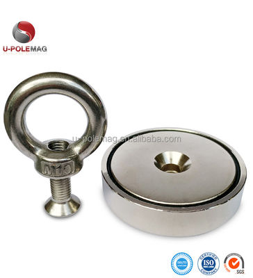 UPN04-75 350lbs Neodymium Fishing Magnet with Eyebolt and /-0.1mm Tolerance Hook Type
