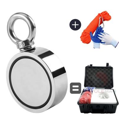 NiCuNi Coated D75mm 880lbs Double Sided Fishing Magnet Bundle for River Lake Hunting