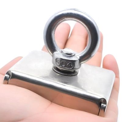 Customized Rectangular Square Pot Magnet with M10 Eyebolt Screw and 330lbs Pull Force