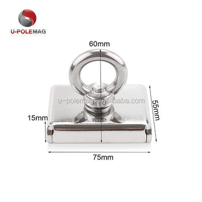 Customized Rectangular Square Pot Magnet with M10 Eyebolt Screw and 330lbs Pull Force