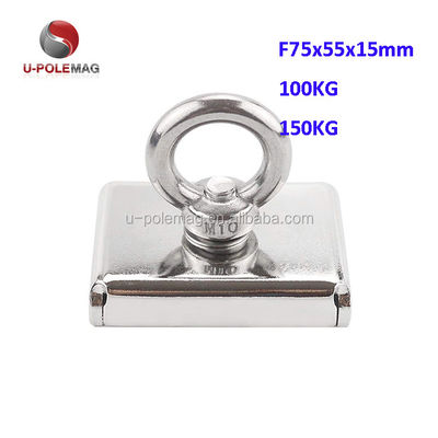 Customized Rectangular Square Pot Magnet with M10 Eyebolt Screw and 330lbs Pull Force