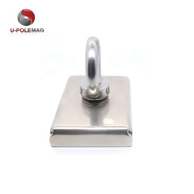 Customized Rectangular Square Pot Magnet with M10 Eyebolt Screw and 330lbs Pull Force
