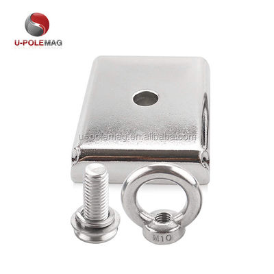 Customized Rectangular Square Pot Magnet with M10 Eyebolt Screw and 330lbs Pull Force