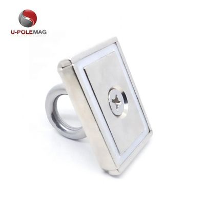 Customized Rectangular Square Pot Magnet with M10 Eyebolt Screw and 330lbs Pull Force