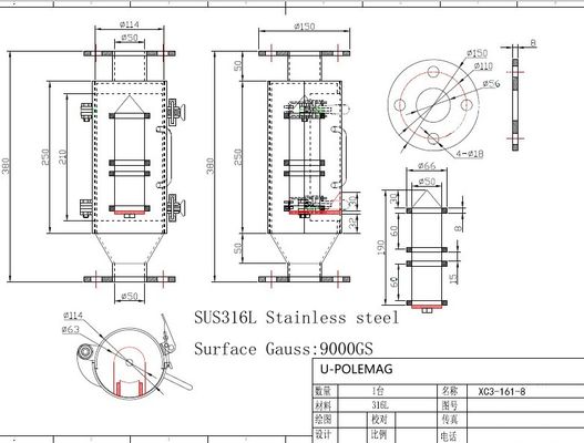 ISO14001 2004 Certified Magnetic Separators for Magnetic Drawers in Stainless Steel