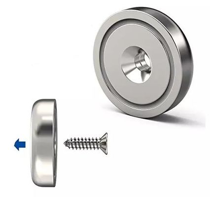 5.5mm Screw Size Industrial Magnet Customized NeFeB Pot Magnet With Countersunk Hole Ring