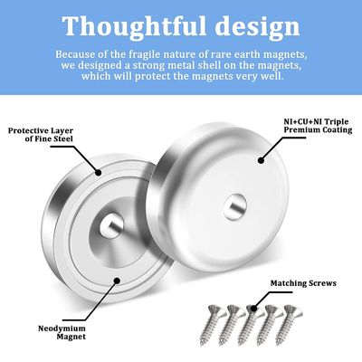 D20 MM 20lbs NdFeB Pot Magnet with Countersunk Hole Total height H 7.2 mm Hole d1 4.5 mm