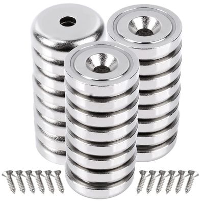Super Power 25mm Cup Magnet with Countersunk Hole Strength approx. 19kg Hole d1 5.5mm