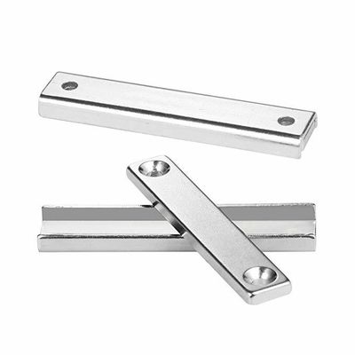 Permanent Neodymium Channel Fastening Magnet with Countersunk Holes and Plastic Spacer