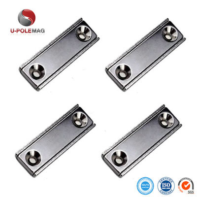 Permanent Neodymium Channel Fastening Magnet with Countersunk Holes and Plastic Spacer