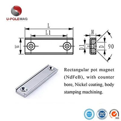 LSCM-60 60x13.5x5mm Ndfeb Neodymium Iron Boron Permanent Magnet with M6 Hole Size