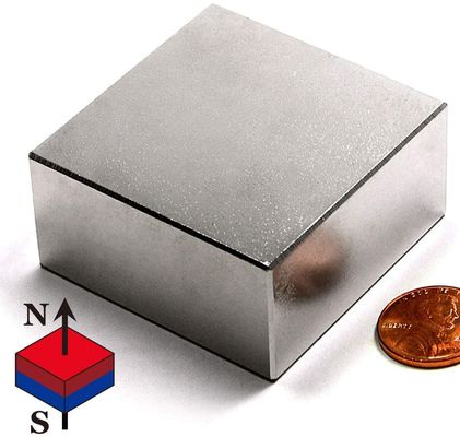 High Magnetic Flux Sintered Neodymium Square Magnet Block in Customized Grade N35-N52