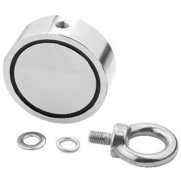 Powerful Double-Sided Pull N52 Fishing Magnet with 1000lbs Pull Force and 75mm Diameter