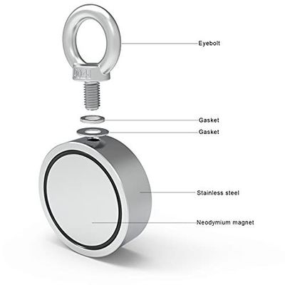 Powerful Double-Sided Pull N52 Fishing Magnet with 1000lbs Pull Force and 75mm Diameter