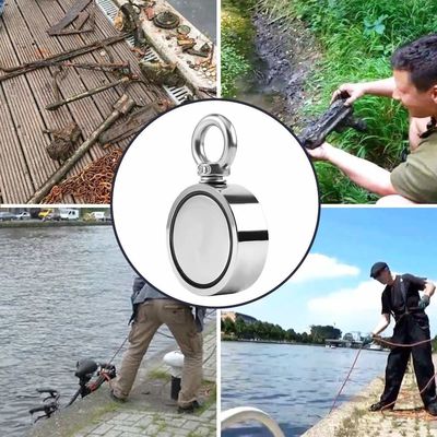 Powerful Double-Sided Pull N52 Fishing Magnet with 1000lbs Pull Force and 75mm Diameter