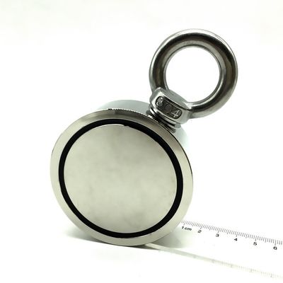 Density Neodymium Fishing Magnet with M8 Eyebolt and 80KG Pulling Force 48mm Diameter