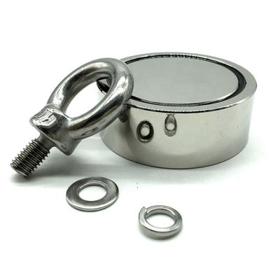 Density Neodymium Fishing Magnet with M8 Eyebolt and 80KG Pulling Force 48mm Diameter