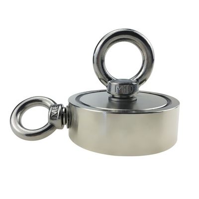D75mm 200 kg Pull Force Double Sided Round Strong Magnetic Fishing Kit Salvage Magnet with Hook