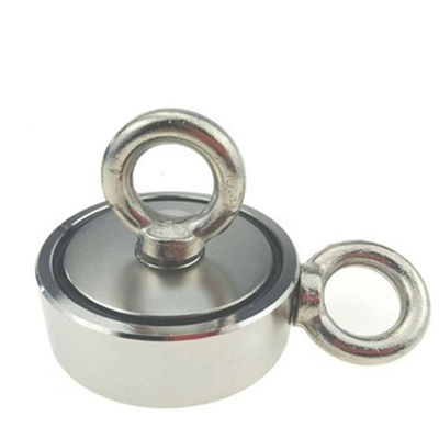 D75mm 200 kg Pull Force Double Sided Round Strong Magnetic Fishing Kit Salvage Magnet with Hook