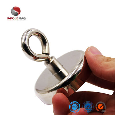 A3 steel NdFeB magnet 148 LBS 67 KG Pulling Force D48mm Rare Earth POT Magnet with Eyebolt