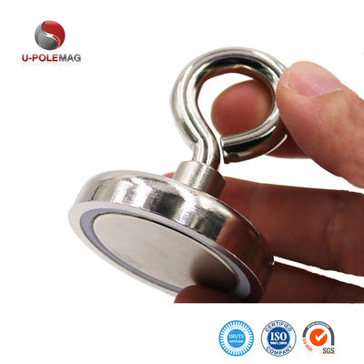 A3 steel NdFeB magnet 148 LBS 67 KG Pulling Force D48mm Rare Earth POT Magnet with Eyebolt