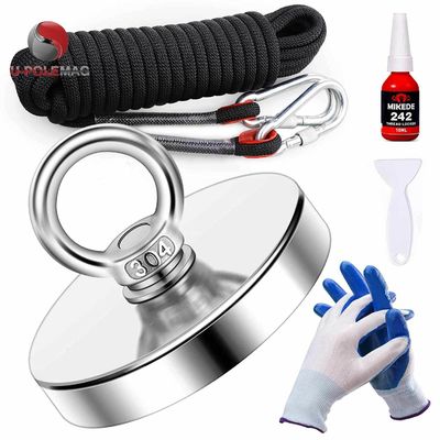Super Strong Neodymium Fishing Magnet Kit Set 500 LBS Pull Force Permanent Magnet