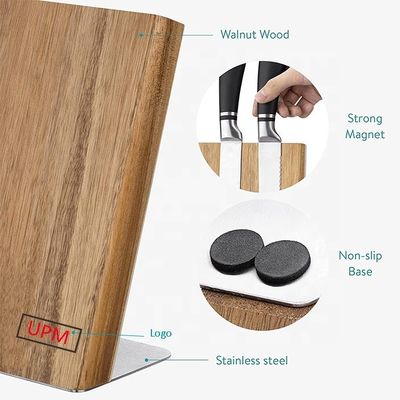 Acacia Wood Magnetic Knife Organizer Universal Block for Knives Scissors 235x110x35mm