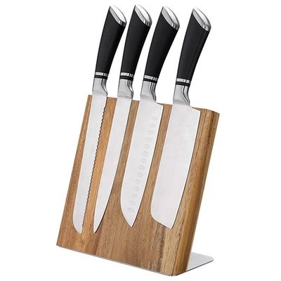 Acacia Wood Magnetic Knife Organizer Universal Block for Knives Scissors 235x110x35mm