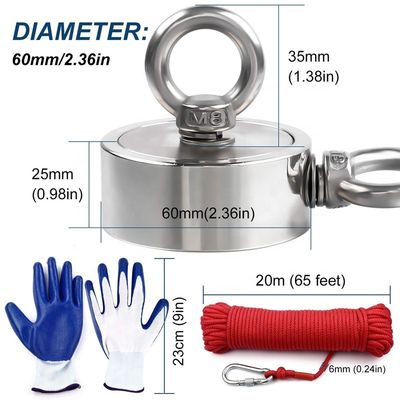Custom Double Lifting Ring 400kg Double Sided Fishing Magnet Neodymium for Tool Case Packaging