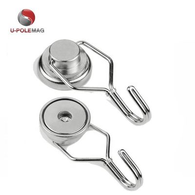 NdFeB Grade NdFeb 25mm 50lbs 180 degree free rotation swivel Hook Magnet for industrial