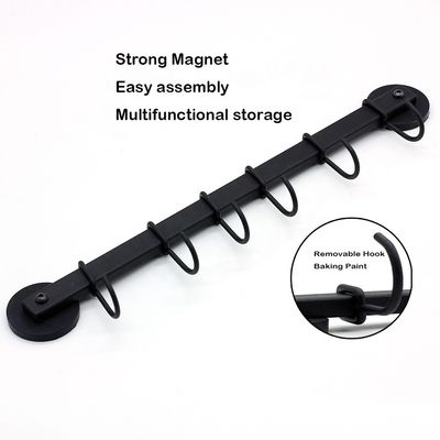 Grill Outdoor Household Fridge Magnetic BBQ Tool Rack with Neodymium Magnet 6 Hooks and Steel Material