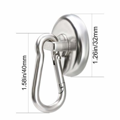 Neodymium Round Magnetic Snap Hook with Carabiner Keychain and High Tolerance ±1mm