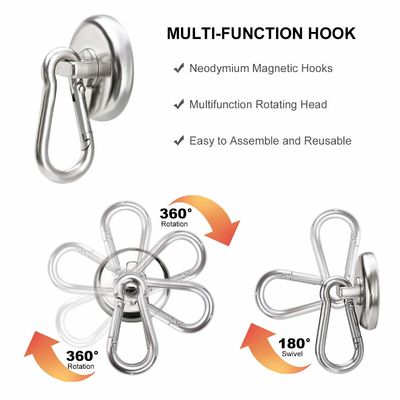 Neodymium Round Magnetic Snap Hook with Carabiner Keychain and High Tolerance ±1mm