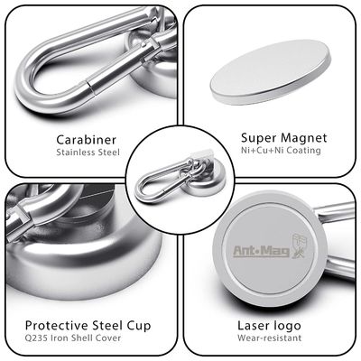 Neodymium Round Magnetic Snap Hook with Carabiner Keychain and High Tolerance ±1mm