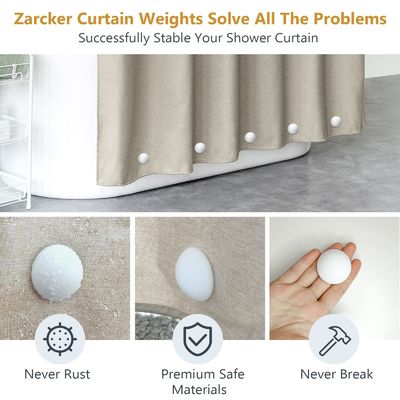 Shower Curtain Weights with Strong Pull Force and Waterproof Rubber Coated Magnets