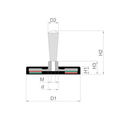 Handle Type Rubber coated Pot Magnet Max Working Temperature 80 Centigrade