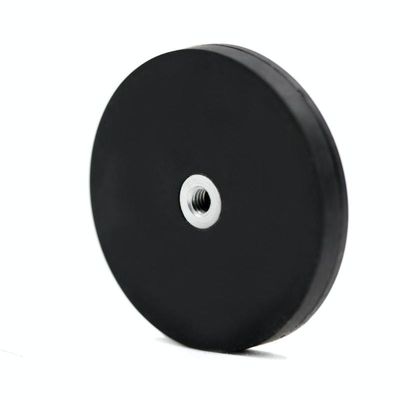 Strong Pull Neodymium Rubber Coated Pot Magnet With M4 Internal Thread Non Slip Mount