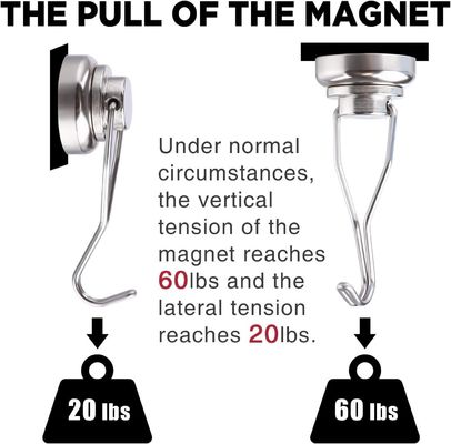 Upgraded Neodymium Magnets Strong and Durable Magnetic Hook Hanger with Nickel Coating