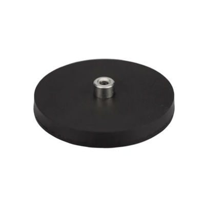 80 Degree Celcius Rubber Coated NdFeB Pot Magnet with Tapped Pin and Cutting Service