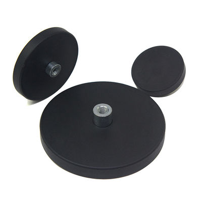 80 Degree Celcius Rubber Coated NdFeB Pot Magnet with Tapped Pin and Cutting Service