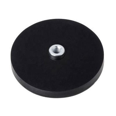 80 Degree Celcius Rubber Coated NdFeB Pot Magnet with Tapped Pin and Cutting Service