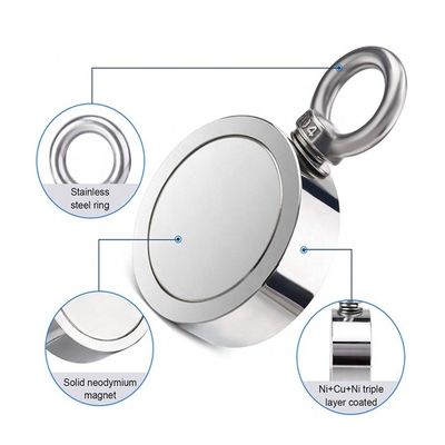 2.75&quot; Rare Earth Neodymium Fishing Magnet with 1000lbs Strength and Ropes Provided