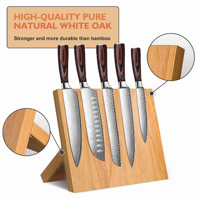 Custom Design Magnetic Knife Block Natural Bamboo Stand Holder with Strong Magnets