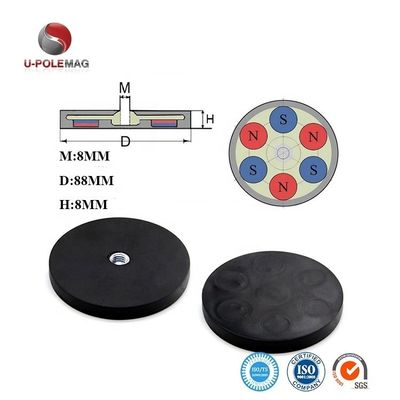Custom Size M6 M8 Rubber Coated Pot Magnet for Heavy Duty Applications