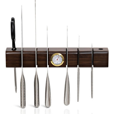 Acacia Wood Knife Holder featuring Super Strong Magnets and Multifunctional Hygrometer