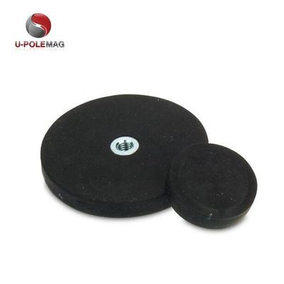 Strong Pull M8 Thread Neodymium Rubber Coated Pot Magnet Industrial Grade Non Slip Mount